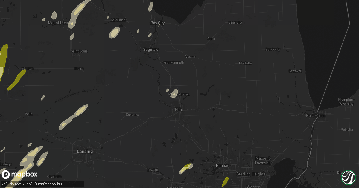 Hail map in Mount Morris, MI on June 16, 2026