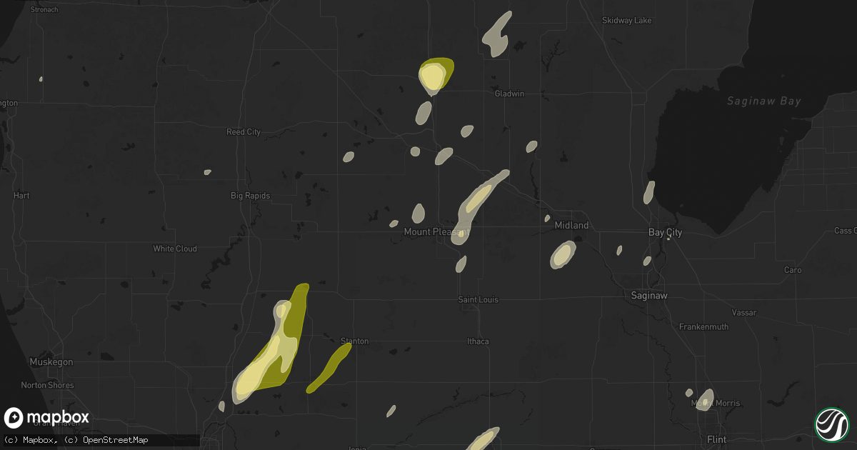 Hail map in Mount Pleasant, MI on June 16, 2026