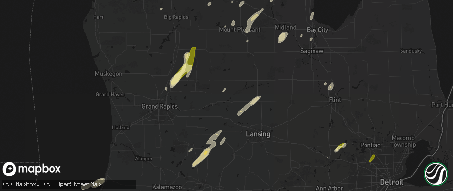 Hail map in Muir, MI on June 16, 2026
