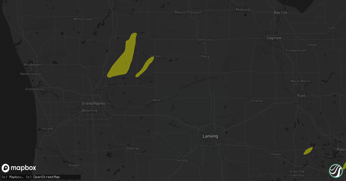 Hail map in Muir, MI on June 16, 2026