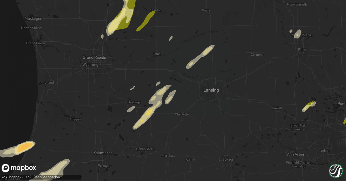Hail map in Mulliken, MI on June 16, 2026