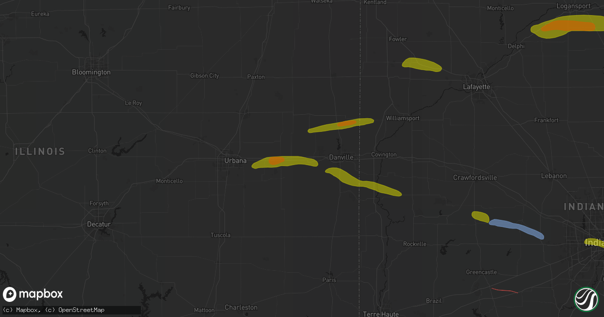 Hail map in Muncie, IL on June 16, 2026