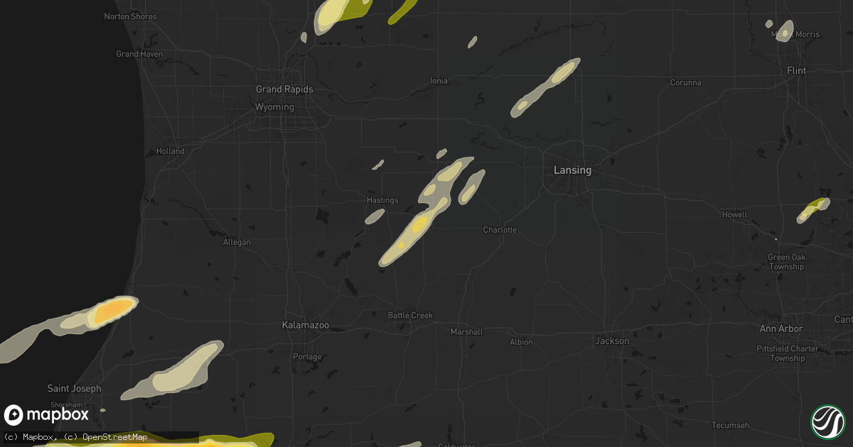 Hail map in Nashville, MI on June 16, 2026