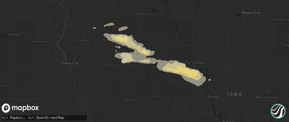 Hail map in Nemaha, IA on June 16, 2026