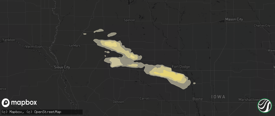 Hail map in Newell, IA on June 16, 2026