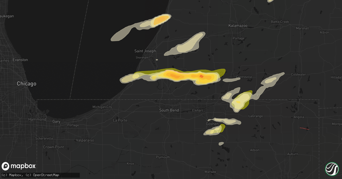 Hail map in Niles, MI on June 16, 2026