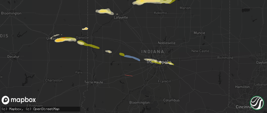 Hail map in North Salem, IN on June 16, 2026