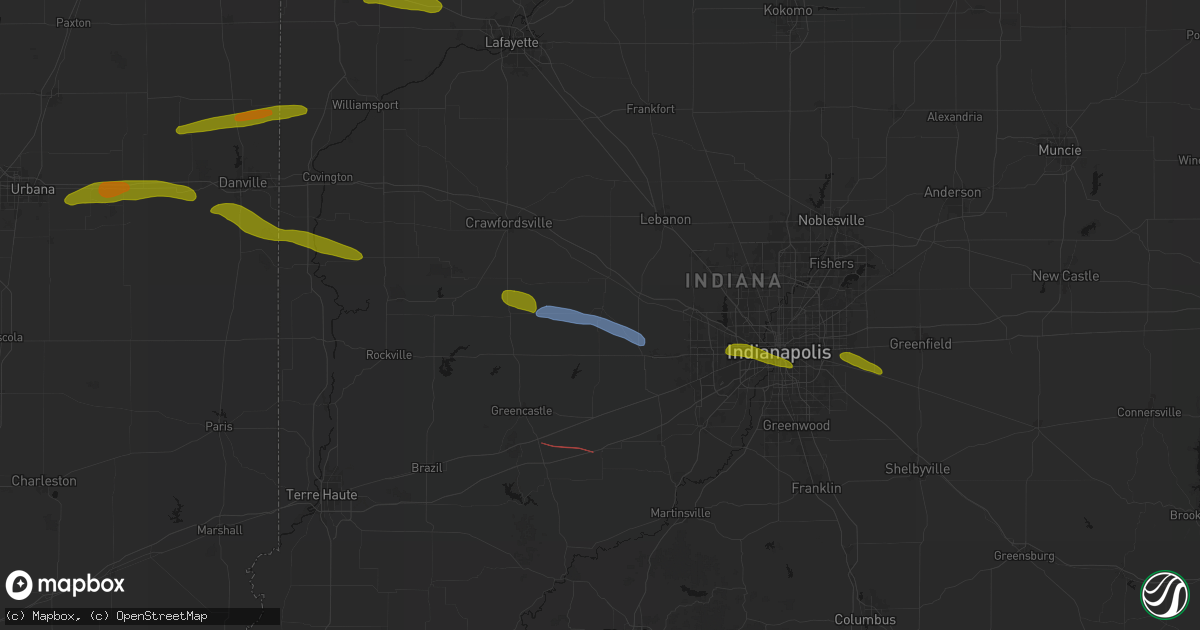 Hail map in North Salem, IN on June 16, 2026