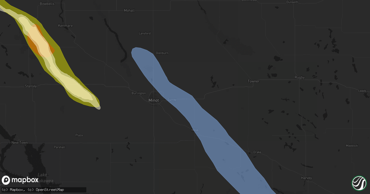 Hail map in Norwich, ND on June 16, 2026