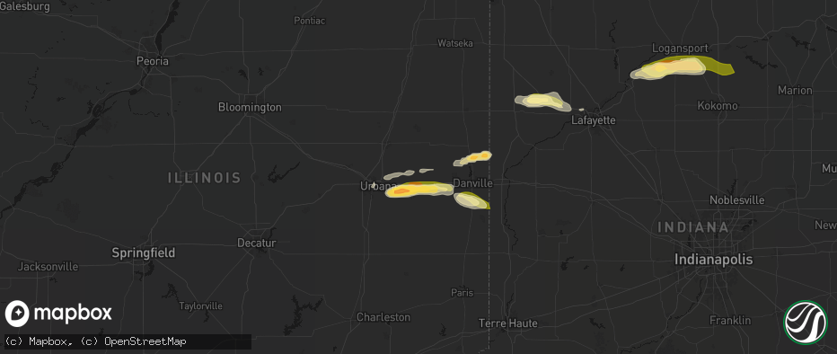 Hail map in Ogden, IL on June 16, 2026