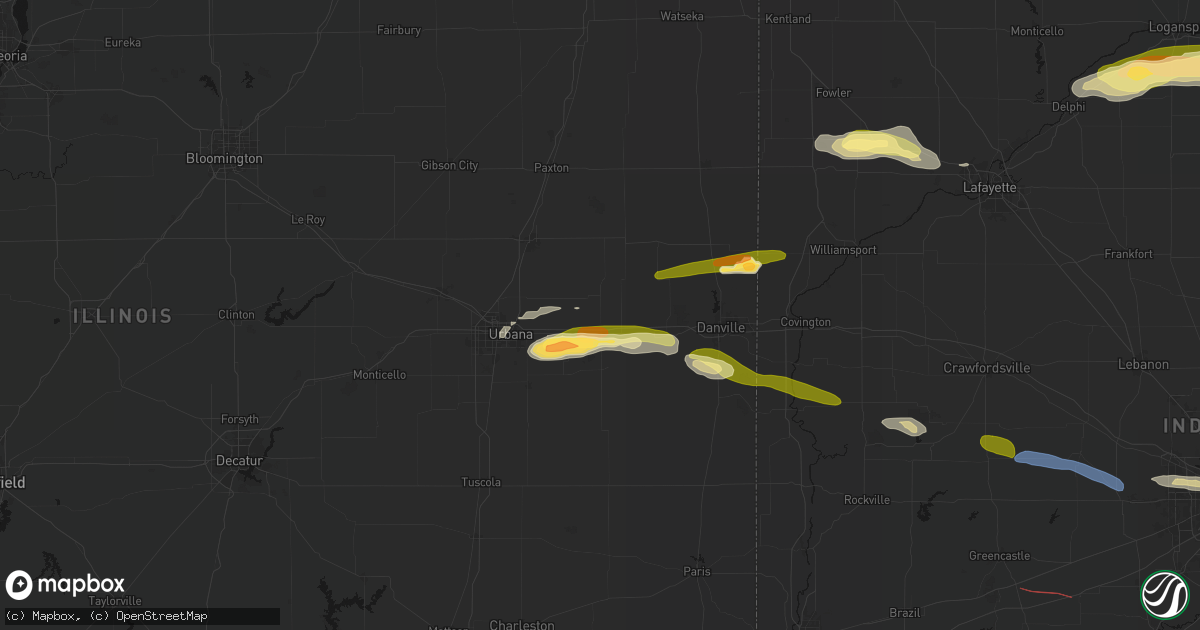 Hail map in Ogden, IL on June 16, 2026