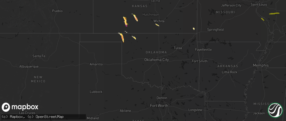 Hail map in Oklahoma on June 16, 2026