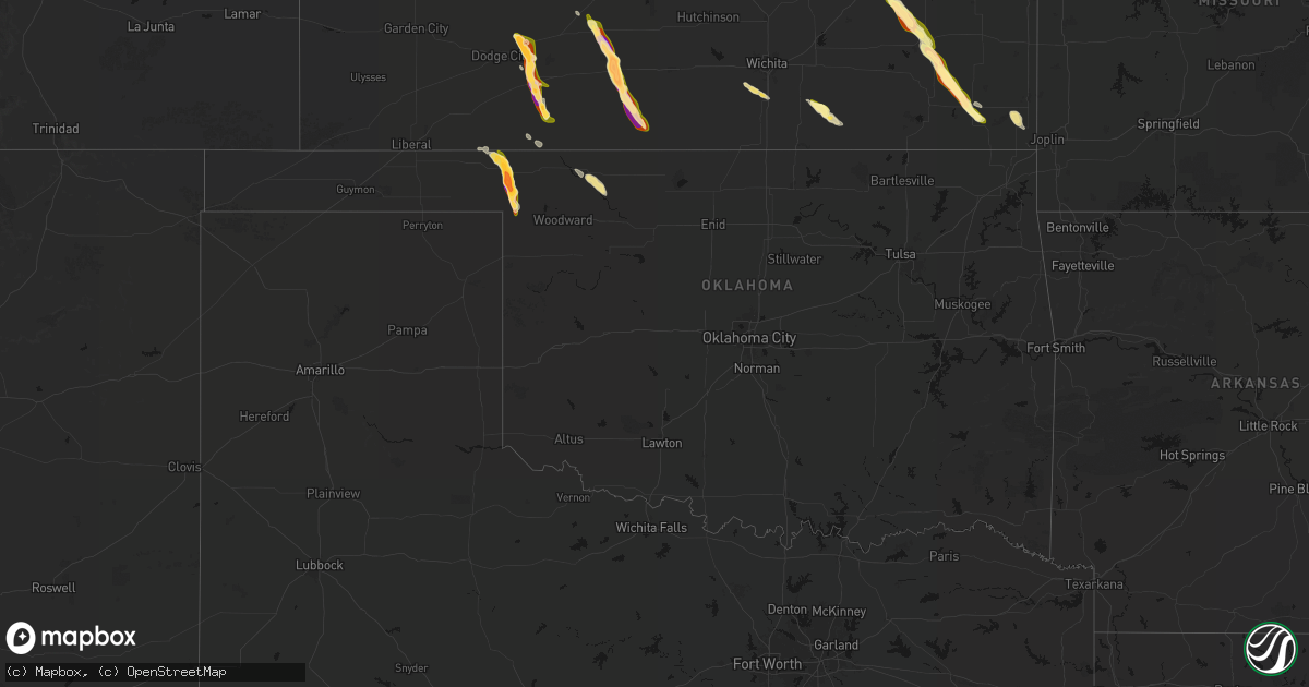 Hail map in Oklahoma on June 16, 2026
