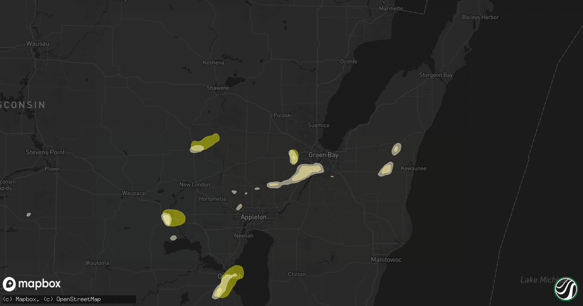 Hail map in Oneida, WI on June 16, 2026