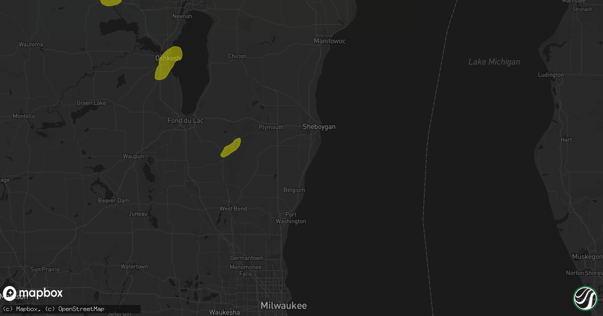 Hail map in Oostburg, WI on June 16, 2026