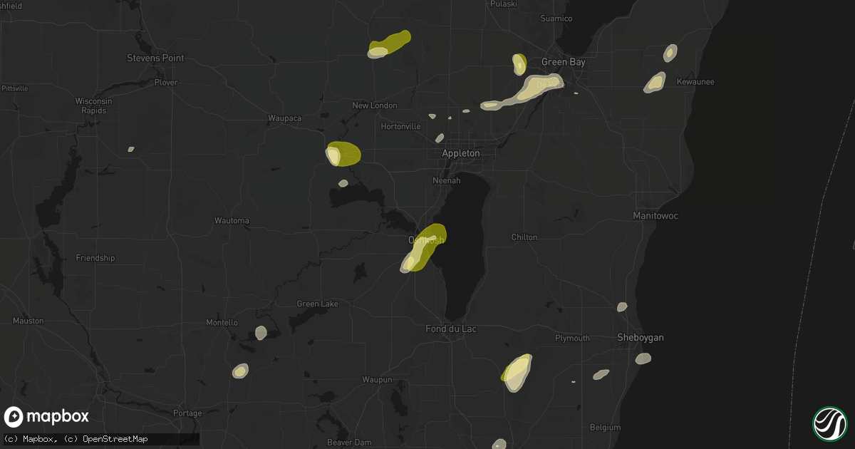 Hail map in Oshkosh, WI on June 16, 2026