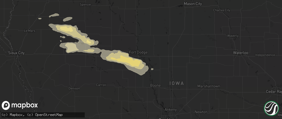 Hail map in Otho, IA on June 16, 2026