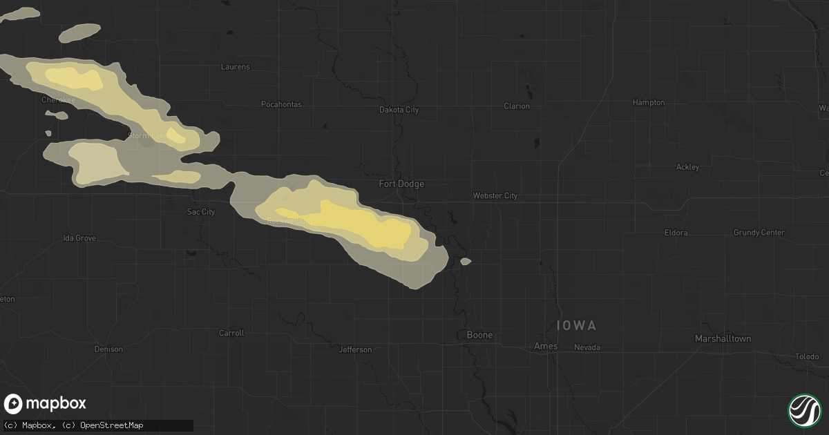 Hail map in Otho, IA on June 16, 2026