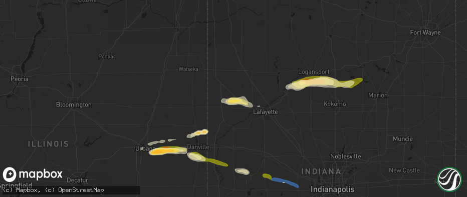 Hail map in Oxford, IN on June 16, 2026