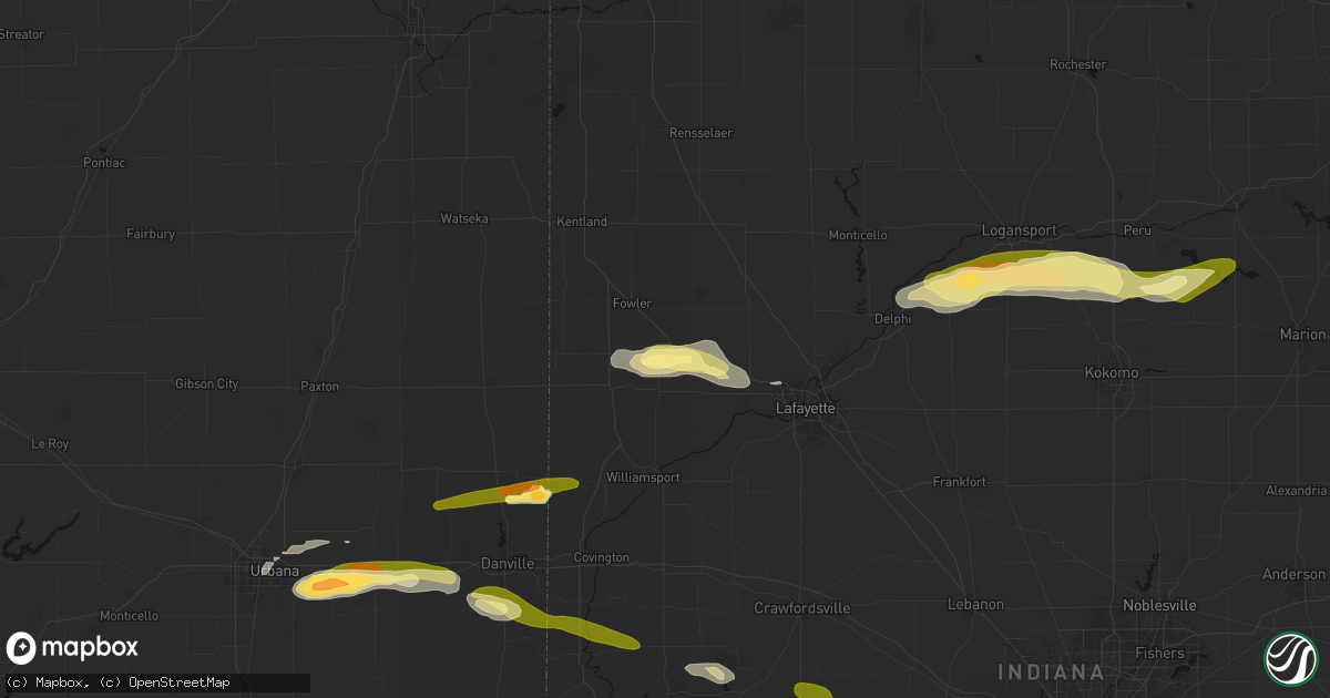 Hail map in Oxford, IN on June 16, 2026
