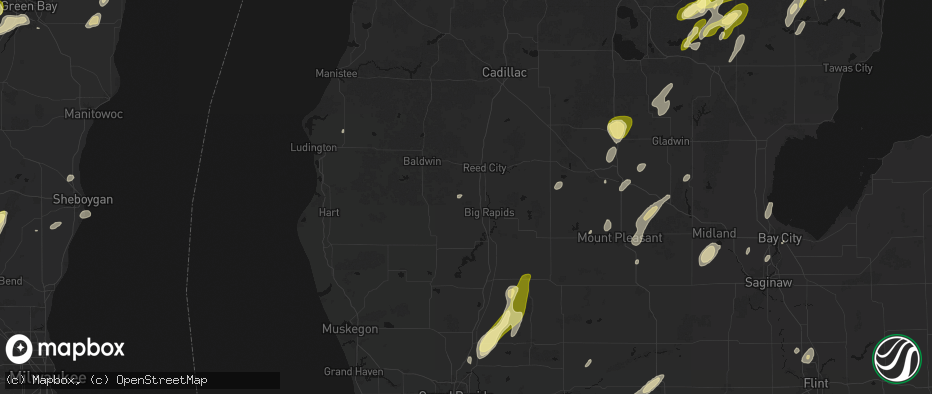 Hail map in Paris, MI on June 16, 2026