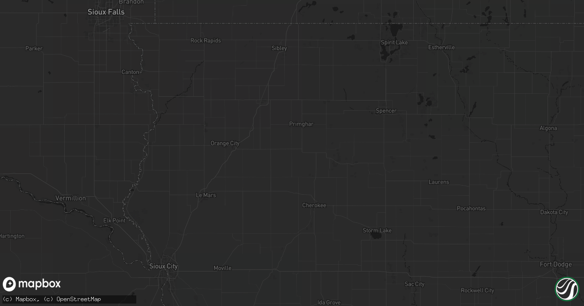 Hail map in Paullina, IA on June 16, 2026