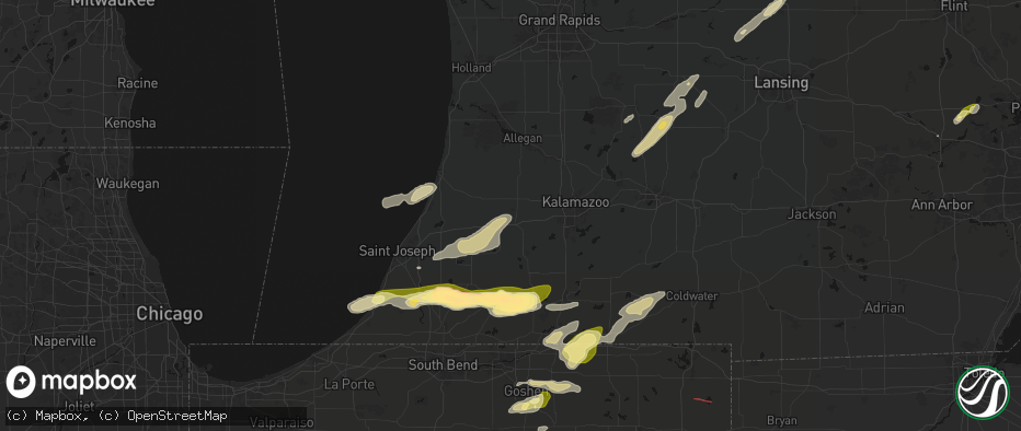 Hail map in Paw Paw, MI on June 16, 2026