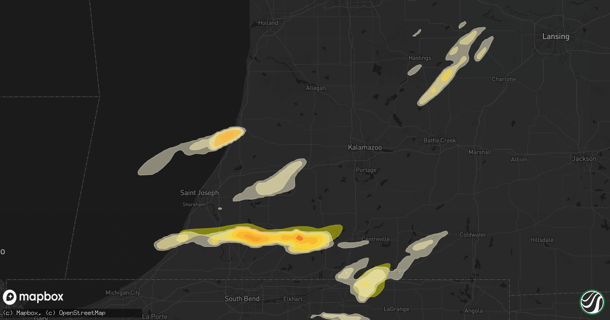 Hail map in Paw Paw, MI on June 16, 2026
