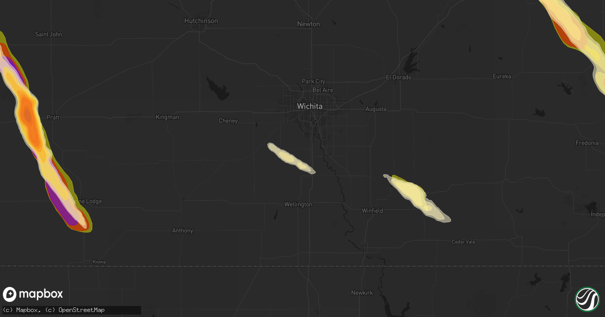 Hail map in Peck, KS on June 16, 2026
