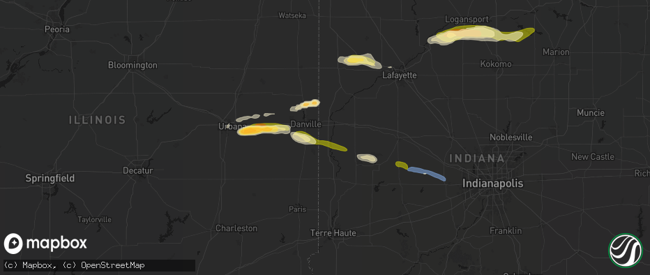 Hail map in Perrysville, IN on June 16, 2026