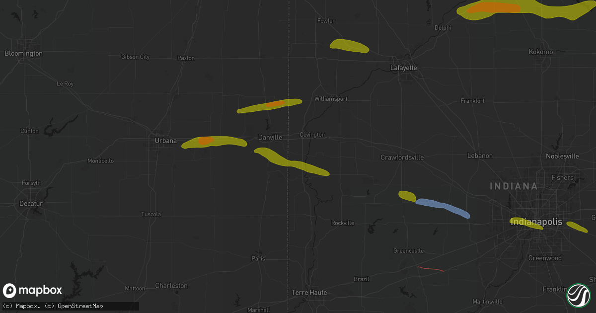 Hail map in Perrysville, IN on June 16, 2026