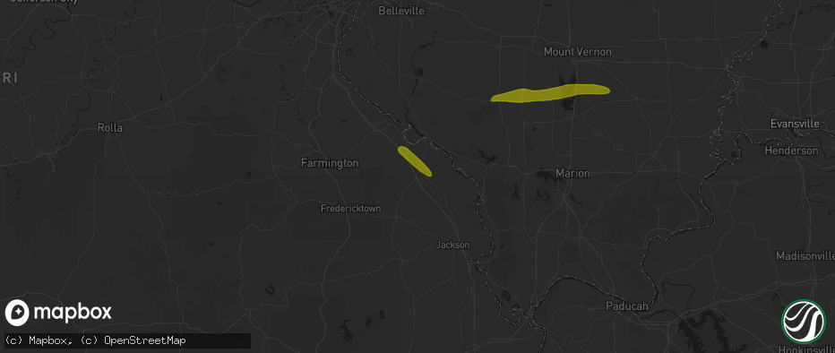 Hail map in Perryville, MO on June 16, 2026