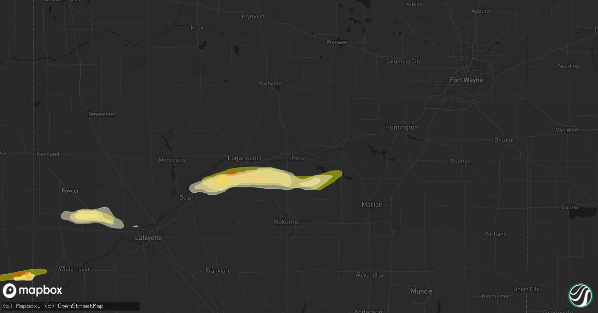 Hail map in Peru, IN on June 16, 2026