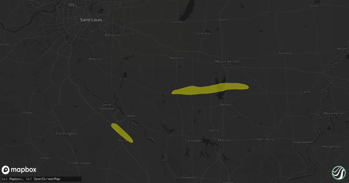Hail map in Pinckneyville, IL on June 16, 2026