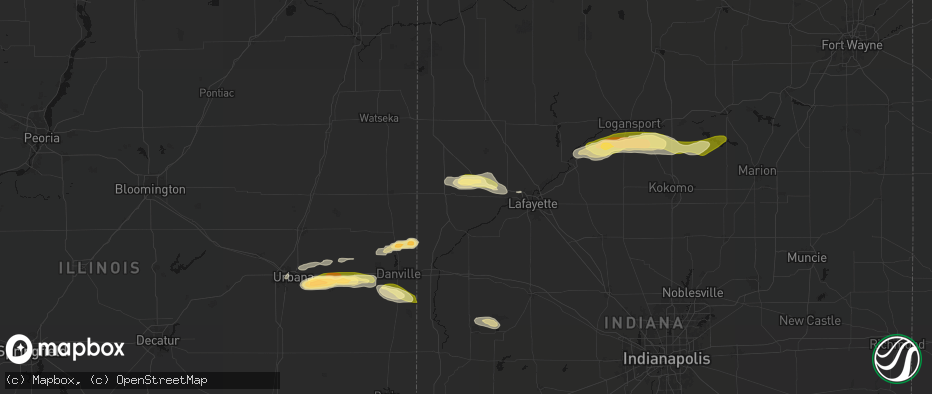 Hail map in Pine Village, IN on June 16, 2026