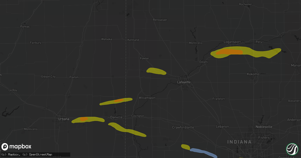Hail map in Pine Village, IN on June 16, 2026