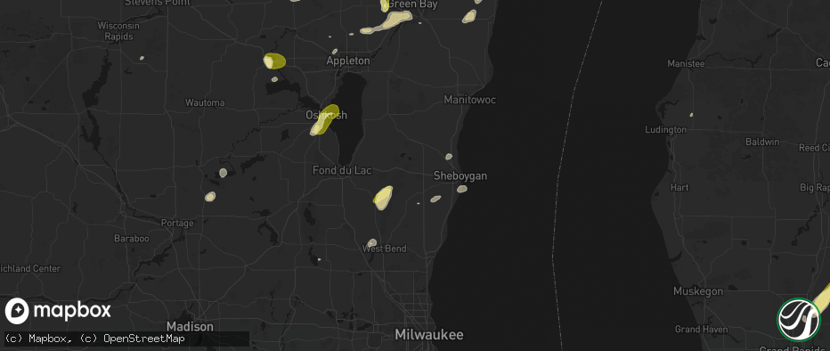 Hail map in Plymouth, WI on June 16, 2026