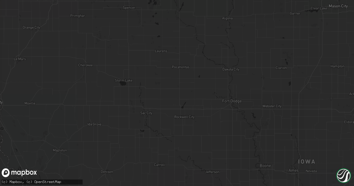 Hail map in Pomeroy, IA on June 16, 2026
