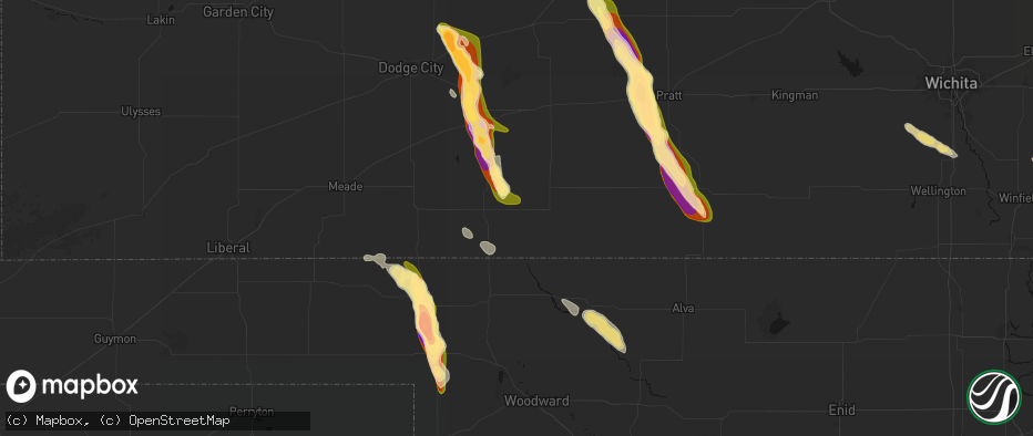 Hail map in Protection, KS on June 16, 2026