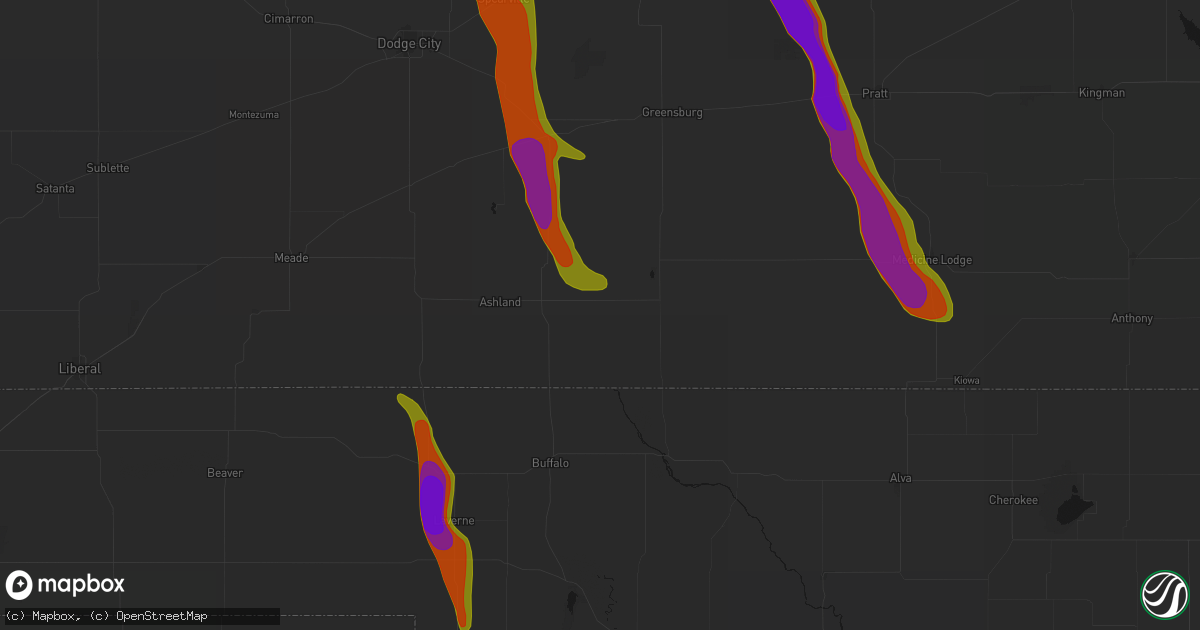 Hail map in Protection, KS on June 16, 2026