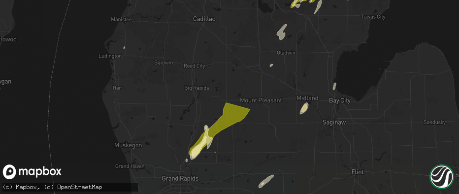 Hail map in Remus, MI on June 16, 2026