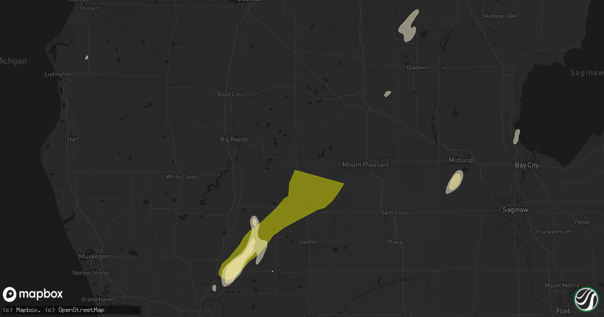 Hail map in Remus, MI on June 16, 2026