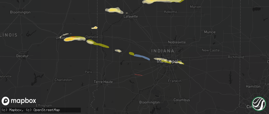 Hail map in Roachdale, IN on June 16, 2026