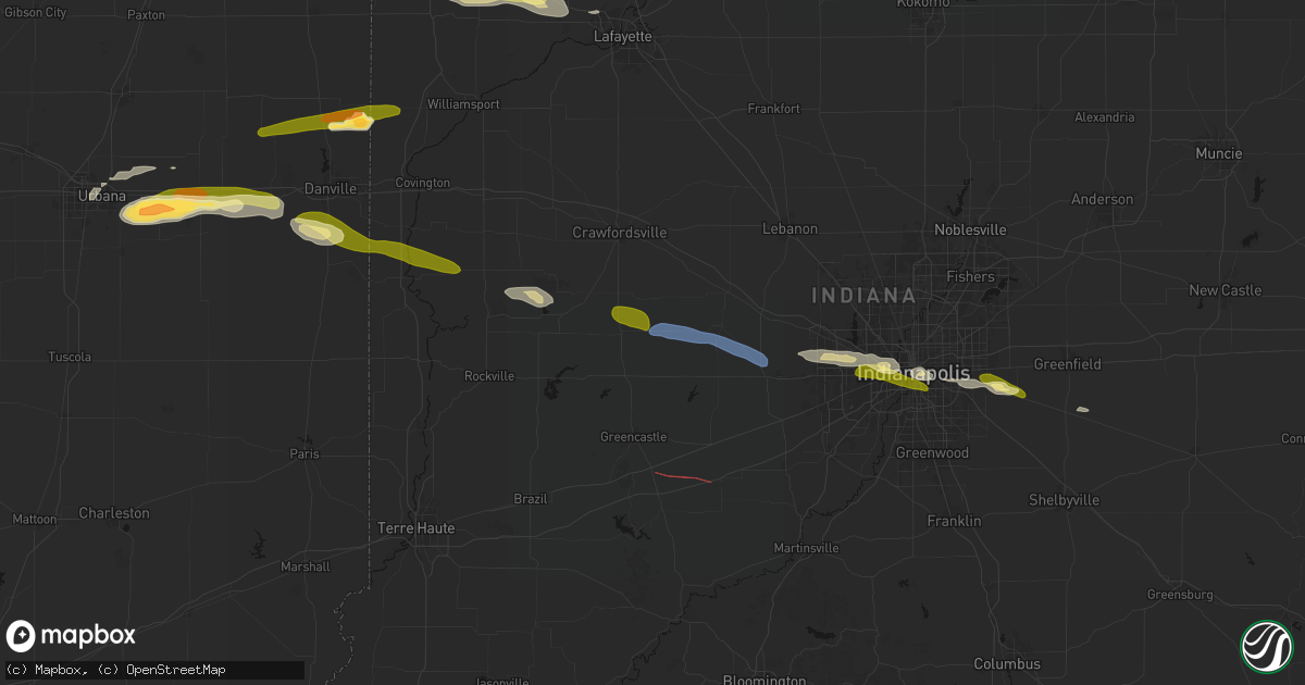 Hail map in Roachdale, IN on June 16, 2026