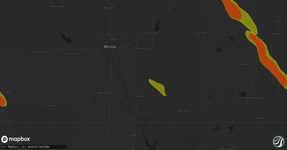 Hail map in Rock, KS on June 16, 2026