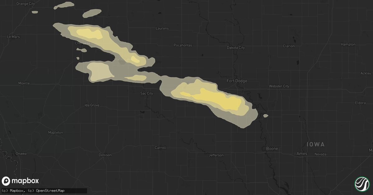 Hail map in Rockwell City, IA on June 16, 2026