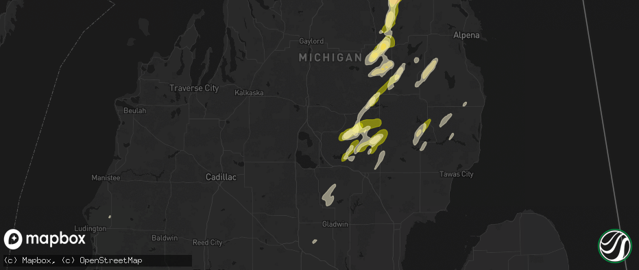 Hail map in Roscommon, MI on June 16, 2026
