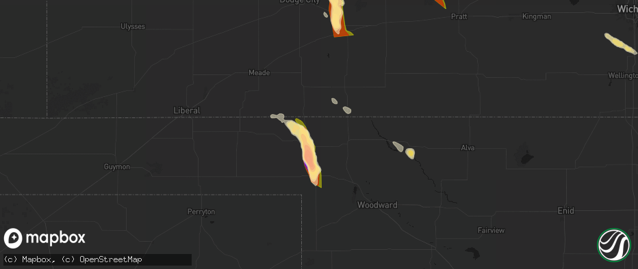 Hail map in Rosston, OK on June 16, 2026