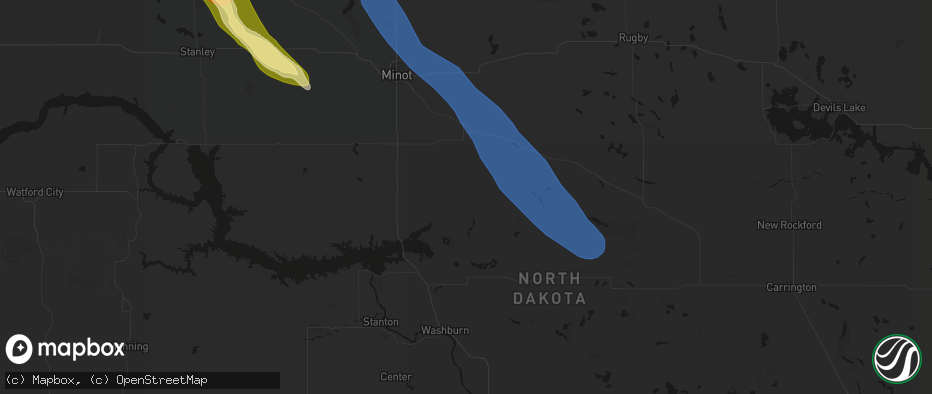 Hail map in Ruso, ND on June 16, 2026