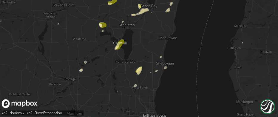 Hail map in Saint Cloud, WI on June 16, 2026